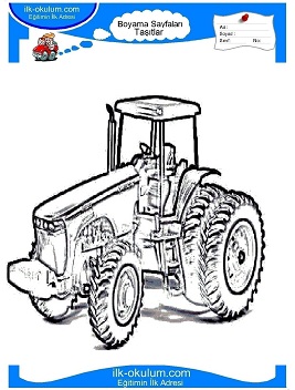 Çocuklar İçin Traktör Boyama Sayfaları 